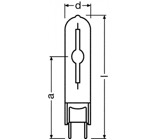Лампа металлогалогенная МГЛ 50Вт G8.5 трубчатая прозрачная тепло-белая 2950К 89В HCI-TC 50W/930WDL PB EXC G8.5 12X1  4052899238787  Osram