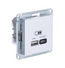AtlasDesign Лотос USB Розетка A + тип-C 45Вт высокоскоростной заряд QC, PD, механизм  ATN001329  SE