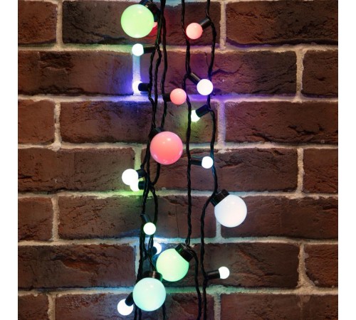 Гирлянда "Мультишарики" 17,5мм, 23мм, 17,5мм, 45мм 10м черный ПВХ, 80 диодов, цвет RGB  303-589  NEON-NIGHT