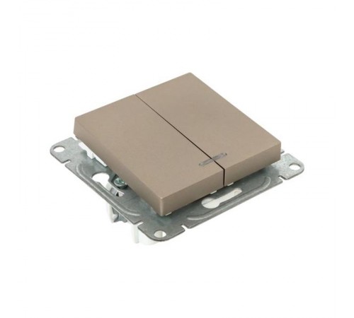 Механизм выключателя, двухклавишный, с подсветкой, шампань Эпика  UP1-SWC-24 EKF