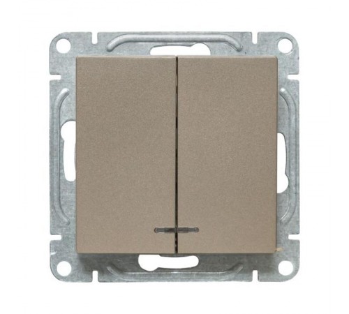 Механизм выключателя, двухклавишный, с подсветкой, шампань Эпика  UP1-SWC-24 EKF