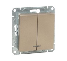 Механизм выключателя, двухклавишный, с подсветкой, шампань Эпика  UP1-SWC-24 EKF