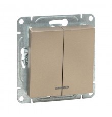 Механизм выключателя, двухклавишный, с подсветкой, шампань Эпика  UP1-SWC-24 EKF