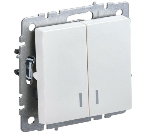 BRITE Выключатель 2-клавишный с индикацией 10А ВС10-2-1-БрЖ жемчужный   BR-V20-1-10-K36  IEK