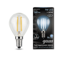 Лампа светодиодная LED 7Вт E14 220В 4100К шар  105801207  Gauss