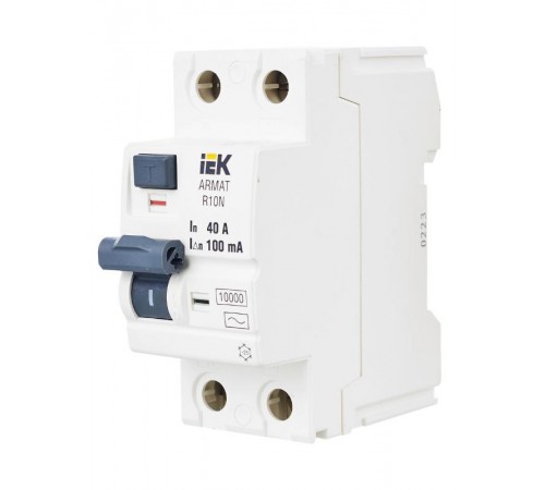 Выключатель дифференциальный (УЗО) R10N 2P 40А 100мА тип AC ARMAT  AR-R10N-2-040C100  IEK
