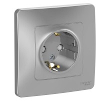 Blanca Алюминий С/У Розетка с заземлением со шторками, 16А, 250В  BLNRS001113  SE