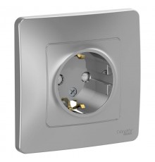 Blanca Алюминий С/У Розетка с заземлением со шторками, 16А, 250В  BLNRS001113  SE