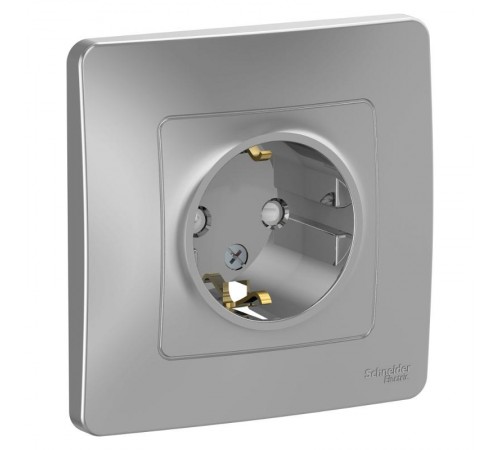 Blanca Алюминий С/У Розетка с заземлением со шторками, 16А, 250В  BLNRS001113  SE