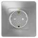 Blanca Алюминий С/У Розетка с заземлением со шторками, 16А, 250В  BLNRS001113  SE