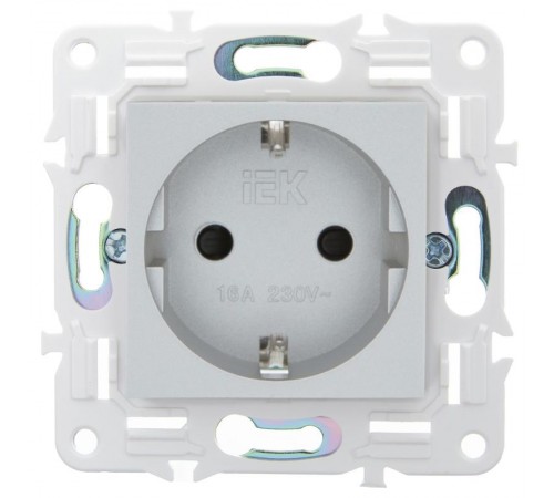 SKANDY Розетка с з/к/ш 16А б/к SK-R06S серебряный  SK-R14-16-1-K23  IEK