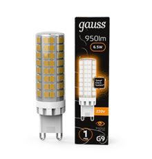 Лампа светодиодная G9 AC185-265V 6,5W 770lm 3000K керамика LED 1/10/200  107309106  Gauss