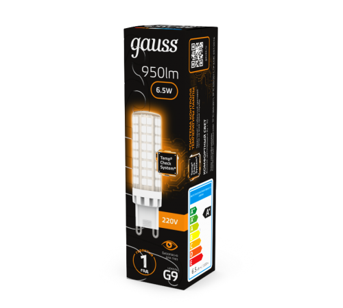 Лампа светодиодная G9 AC185-265V 6,5W 770lm 3000K керамика LED 1/10/200  107309106  Gauss