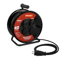 Удлинитель силовой КГ на катушке 4 гнезда, с/з, 40м, 3х2,5мм, IP44 с выключателем  13-5015  REXANT