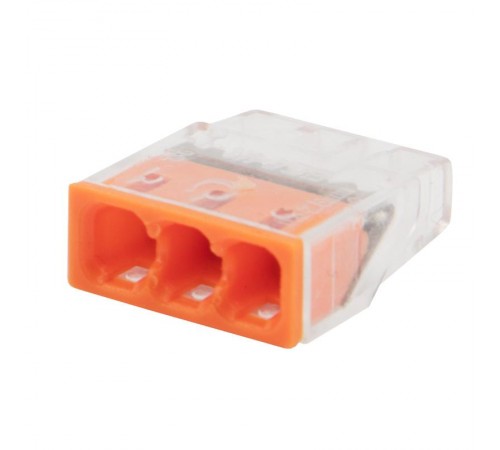 Клемма 3-проводная 0.5-2.5мм2 одножильный СМК (аналог Wago 2273-203) прозрачная  07-3212  Rexant