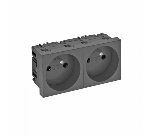 Розетка двойная 0° франц. стандарт 250 В, 16A (черный) (STD-F0 SWGR2)  6120180  OBO Bettermann