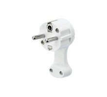 Вилка Евро угловая с з/к 16 А плоская за шкаф белая  16-0734  REXANT