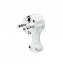 Вилка Евро угловая с з/к 16 А плоская за шкаф белая  16-0734  REXANT