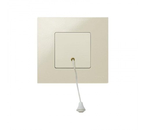 Simon 27 Выключатель 1-кл кнопочный со шнуром, 10А 230В, широкий модуль, S27, слоновая кость  27153-62  Simon