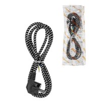 Шнур сетевой с вилкой в тканевой оплетке ПВС 3x0,75мм2 1,8м, 2400 Вт с/з черный  SQ1305-0092  TDM