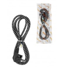 Шнур сетевой с вилкой в тканевой оплетке ПВС 3x0,75мм2 1,8м, 2400 Вт с/з черный  SQ1305-0092  TDM