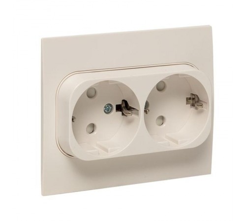 Стокгольм Розетка 2-местная с/з 16А белая с защ. штор. PROxima  EXR16-128-10  EKF