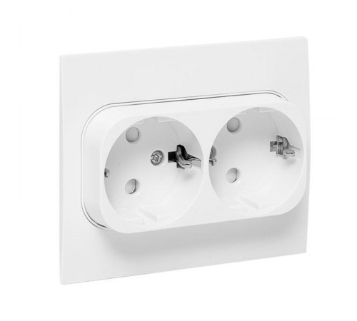Стокгольм Розетка 2-местная с/з 16А белая с защ. штор. PROxima  EXR16-128-10  EKF