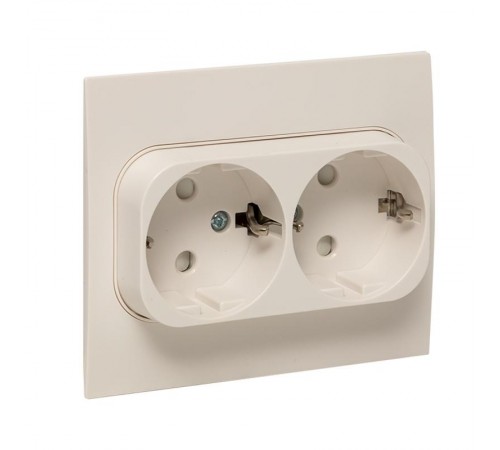 Стокгольм Розетка 2-местная с/з 16А белая с защ. штор. PROxima  EXR16-128-10  EKF