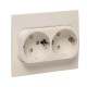 Стокгольм Розетка 2-местная с/з 16А белая с защ. штор. PROxima  EXR16-128-10  EKF