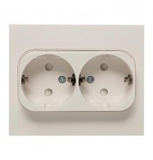 Стокгольм Розетка 2-местная с/з 16А белая с защ. штор. PROxima  EXR16-128-10  EKF