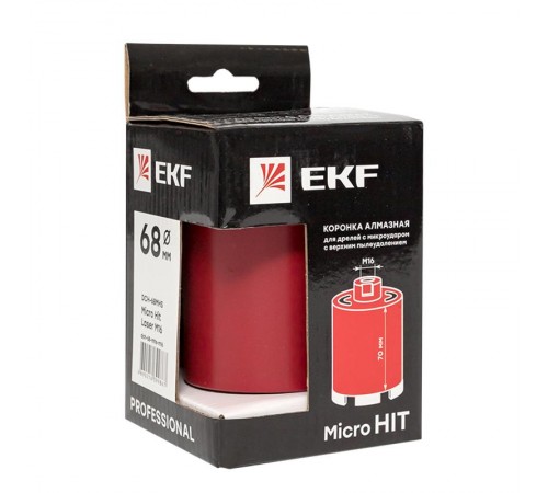 Коронка алмазная для дрелей с микроударом (верхнее пылеудаление) DCH-68MHS Micro Hit Laser M16 Professional  dch-68-mhs-m16  EKF