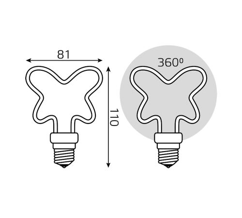 Лампа светодиодная   Filament Artline Butterfly 4W 330lm 2700К Е27 milky LED 1/10/100  1001802104  Gauss