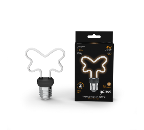 Лампа светодиодная   Filament Artline Butterfly 4W 330lm 2700К Е27 milky LED 1/10/100  1001802104  Gauss