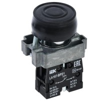 Кнопка LA167-BP21 d=22мм 1з черная  BBT20-BP21-1-22-67-K02  IEK