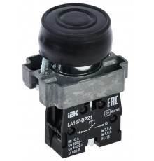 Кнопка LA167-BP21 d=22мм 1з черная  BBT20-BP21-1-22-67-K02  IEK