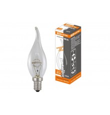Лампа накаливания ЛОН 40Вт E14 230В свеча на ветру прозрачная  SQ0332-0015  TDM