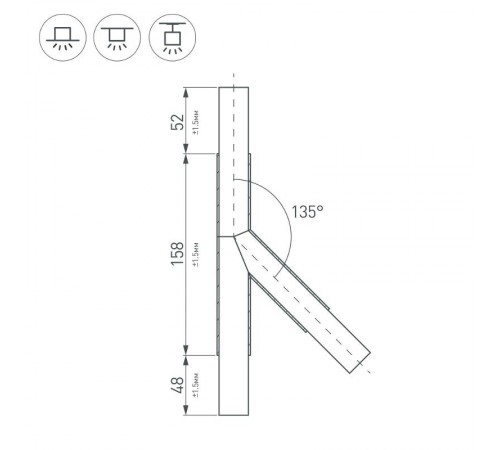 Тройник PLS-LOCK-H25-T135L левый (с экраном MAT-L)  026241  Arlight