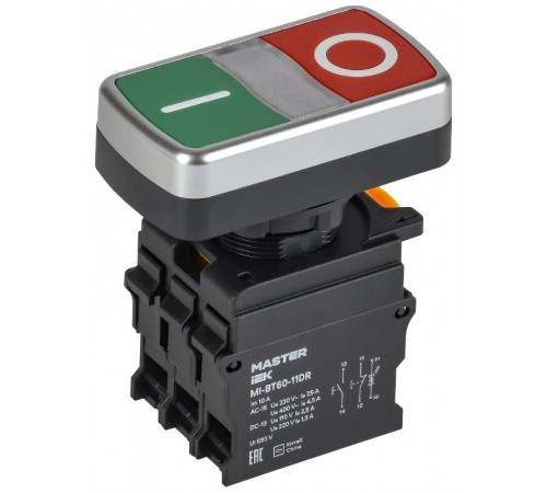 Кнопка "I-O" с подсветкой d=22мм 1NO+1NC MASTER  MI-BT60-11DR-3-11-K51  IEK