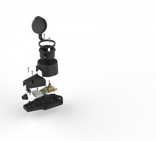 Колодка  KX-1e-B-IP44 каучуковая с заземлением 1 розетка 16A IP44 черная  Б0068402  ЭРА