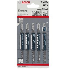 Пилки для лобзика 5шт T 144 D Speed for Wood, HCS  2608630040  BOSCH