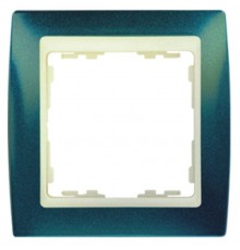 Simon 82 Рамка декоративная, 4 поста, S82, синий металлик-слоновая кость  82744-64  Simon