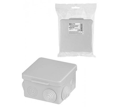 Распаячная коробка ОП для прямого монтажа 80х80х50 мм, крышка, IP54, 7 вх. инд. штрихкод  SQ1401-7512  TDM