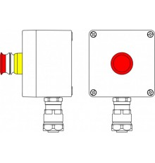 Ex пост управления из GRP; 1Ex d e IIC T5 Gb X IP66 Ex tb IIIB T95C DbX; Аварийная кнопка красная, 1NC/1NO -1 шт.; B: ввод D8-13мм поднебронированный 