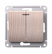 GLOSSA Сосна Выключатель 2-клавишный с подсветкой,сх.5а,10АХ,механизм  GSL001553  SE