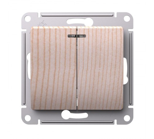 GLOSSA Сосна Выключатель 2-клавишный с подсветкой,сх.5а,10АХ,механизм  GSL001553  SE