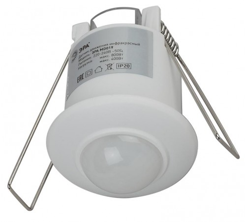 Датчик движения MD 019 белый, 800Вт, 360 гр.,6М,IP20, (100/1600)  Б0044167  ЭРА