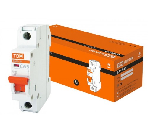 Выключатель автоматический однополюсный ВА47-29 63А C 4,5кА  SQ0206-0080  TDM