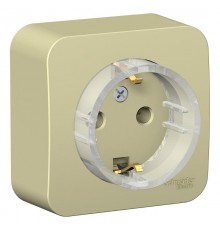 Blanca Бежевый О/У с изолирующей пластиной Розетка с з/к без штор., (тонкая) 16А, 250В  BLNRA110117  SE