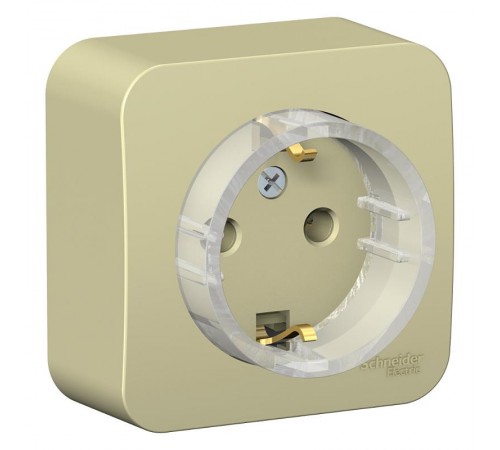 Blanca Бежевый О/У с изолирующей пластиной Розетка с з/к без штор., (тонкая) 16А, 250В  BLNRA110117  SE