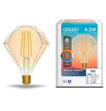 Лампа светодиодная филаментная Smart Home DIM+CCT E27 Diamond Golden 6,5 Вт 2000-5500 К 1/40  1370112  Gauss